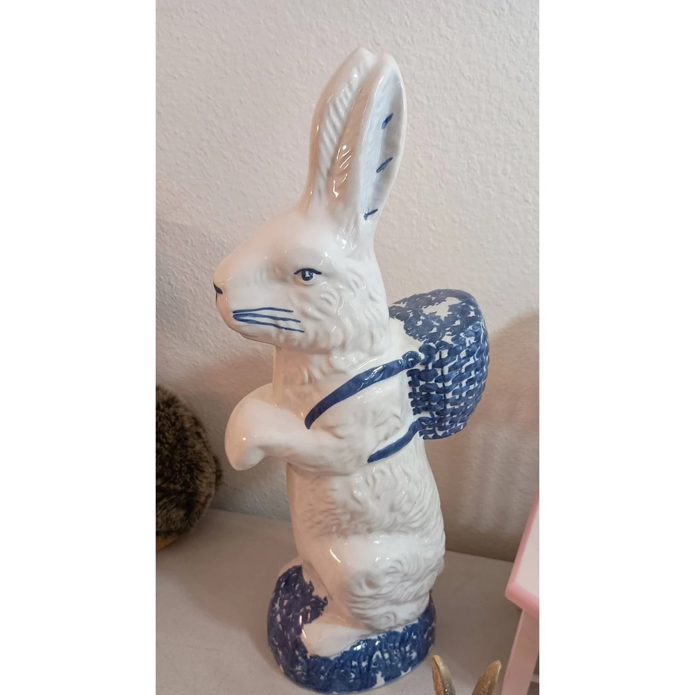 Shard Blue & White Ceramic Easter Rabbit